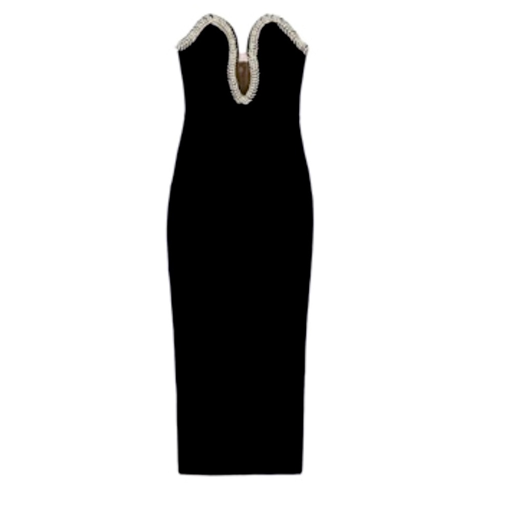 Rhinestone Split Back Tube Bodycon Dress